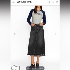 Johnny Was Sassoon Vienna  back washed denim hi lo maxi skirt NWTS size 30”